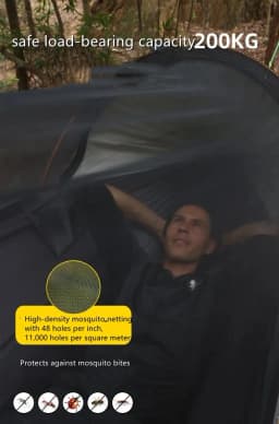 3-in-1 Outdoor Sunshade Mosquito Net Hammock, Silver-Coated Sun-Protection Camping Mosquito-Proof Hammock