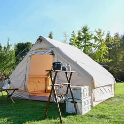 Custom 10 Person Four-Season One Bedroom Soundproof Waterproof Canvas Air Glamping Inflatable Tent for Party and Camping