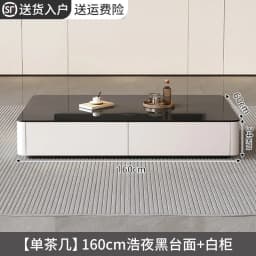 Modern Black & White TV Stand Glossy Stone Top Low Console Minimalist Living Room Cabinet for Small Apartment Home Furniture