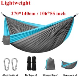 New Camping Hammock, Ultra-Light Portable Double-Color Hammock, Available in Multiple Sizes and Colors (270*140 cm), Outdoor Hammock with Two Thick Aluminum Alloy Hooks, Two 2m Meter Long Straps and a Storage Bag