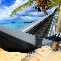 New Camping Hammock, Ultra-Light Portable Double-Color Hammock, Available in Multiple Sizes and Colors (270*140 cm), Outdoor Hammock with Two Thick Aluminum Alloy Hooks, Two 2m Meter Long Straps and a Storage Bag
