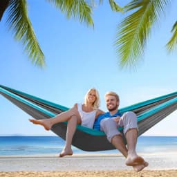 New Camping Hammock, Ultra-Light Portable Double-Color Hammock, Available in Multiple Sizes and Colors (270*140 cm), Outdoor Hammock with Two Thick Aluminum Alloy Hooks, Two 2m Meter Long Straps and a Storage Bag
