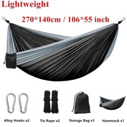 New Camping Hammock, Ultra-Light Portable Double-Color Hammock, Available in Multiple Sizes and Colors (270*140 cm), Outdoor Hammock with Two Thick Aluminum Alloy Hooks, Two 2m Meter Long Straps and a Storage Bag