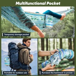 New Camping Hammock, Ultra-Light Portable Double-Color Hammock, Available in Multiple Sizes and Colors (270*140 cm), Outdoor Hammock with Two Thick Aluminum Alloy Hooks, Two 2m Meter Long Straps and a Storage Bag
