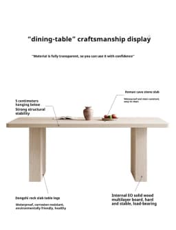 Any Size Custom Mid Century Retro Travertine Dining Set Solid Wood Upholstered Chairs Stable Load Family Home Dining Furniture