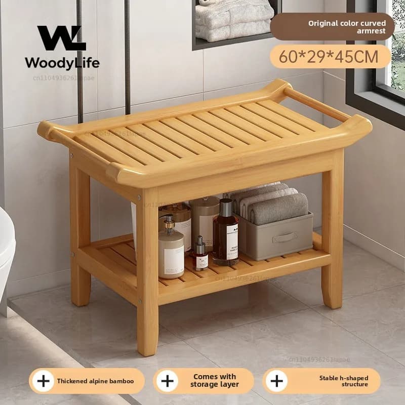 Bathroom Stool, Bath Stool, Nanzhu Bath Stool, Non-slip and Waterproof, Shoe Change Stool