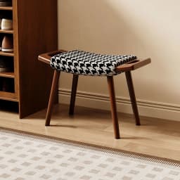 French Retro Solid Wood Vanity Stool, Mid-Century Makeup Chair for Bedroom Entryway Shoe Changing
