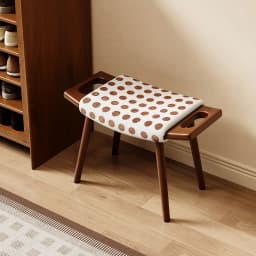 French Retro Solid Wood Vanity Stool, Mid-Century Makeup Chair for Bedroom Entryway Shoe Changing
