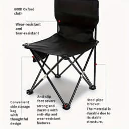 Outdoor Foldable Chair Camping Chair with Side Pocket Picnic Oxford Cloth Chairs Portable Beach Fishing Chairs Outdoor Chair