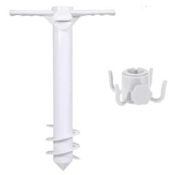 5 Spiral Screw In Sand Anchor, Beach Umbrella Ground Stake with 2 Hooks, Outdoor Patio Umbrella Accessories Set