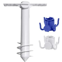 5 Spiral Screw In Sand Anchor, Beach Umbrella Ground Stake with 2 Hooks, Outdoor Patio Umbrella Accessories Set