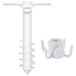 5 Spiral Screw In Sand Anchor, Beach Umbrella Ground Stake with 2 Hooks, Outdoor Patio Umbrella Accessories Set