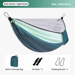2-In-1 Camping Hammock With Mosquito Net 3m Straps and Carabiner Storage Bag Anti-Tilt-Over Outdoor Leisure Swing for Adults