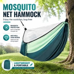 2-In-1 Camping Hammock With Mosquito Net 3m Straps and Carabiner Storage Bag Anti-Tilt-Over Outdoor Leisure Swing for Adults