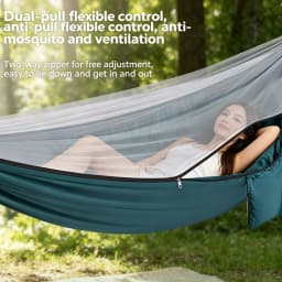 2-In-1 Camping Hammock With Mosquito Net 3m Straps and Carabiner Storage Bag Anti-Tilt-Over Outdoor Leisure Swing for Adults