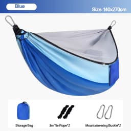 2-In-1 Camping Hammock With Mosquito Net 3m Straps and Carabiner Storage Bag Anti-Tilt-Over Outdoor Leisure Swing for Adults