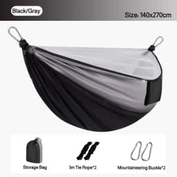 2-In-1 Camping Hammock With Mosquito Net 3m Straps and Carabiner Storage Bag Anti-Tilt-Over Outdoor Leisure Swing for Adults