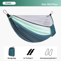 2-In-1 Camping Hammock With Mosquito Net 3m Straps and Carabiner Storage Bag Anti-Tilt-Over Outdoor Leisure Swing for Adults