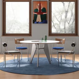 Slate Round Table Bauhaus Stainless Steel Dopamine Style Round Dining Table, Household Small Apartment Dining Table
