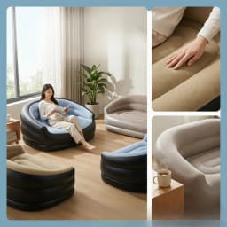 Inflatable Double Sofa, Flocking Inflatable Sofa, Double Inflatable Lazy Sofa Outdoor Sofa Foldable Outdoor Sofa