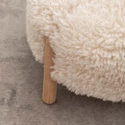 Nordic Creamy Ottoman, Solid Wood Footrest with Lambs Wool, Removable Washable Cover, Non Slip Pads, Stool for Sofa, Tea Table