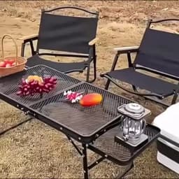 Outdoor Grid Folding Table Chair Set Portable Storage Camping Desk Lightweight Counter For Field BBQ Picnic