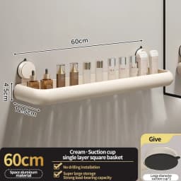 Suction Cup Bathroom Towel Rack Space Aluminum Wall-Mounted Minimalist Multi-Functional Storage Shelf No Drilling Required