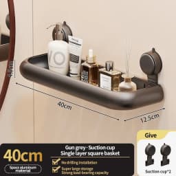 Suction Cup Bathroom Towel Rack Space Aluminum Wall-Mounted Minimalist Multi-Functional Storage Shelf No Drilling Required