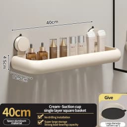 Suction Cup Bathroom Towel Rack Space Aluminum Wall-Mounted Minimalist Multi-Functional Storage Shelf No Drilling Required
