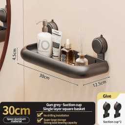 Suction Cup Bathroom Towel Rack Space Aluminum Wall-Mounted Minimalist Multi-Functional Storage Shelf No Drilling Required