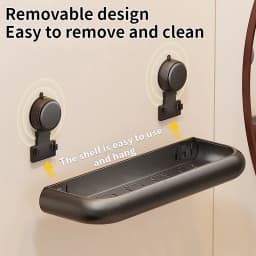 Suction Cup Bathroom Towel Rack Space Aluminum Wall-Mounted Minimalist Multi-Functional Storage Shelf No Drilling Required