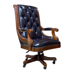 HXL solid wood office swivel chair leather engraved computer desk chair