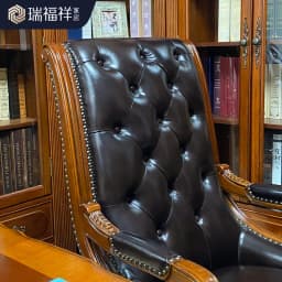 HXL solid wood office swivel chair leather engraved computer desk chair