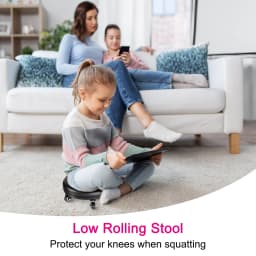 1 Set Low Rolling Stool with Wheels PU Leather Low Roller Seat Chair Low Height Drop Proof Rolling Stools Leather Pulley Stools