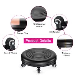 1 Set Low Rolling Stool with Wheels PU Leather Low Roller Seat Chair Low Height Drop Proof Rolling Stools Leather Pulley Stools
