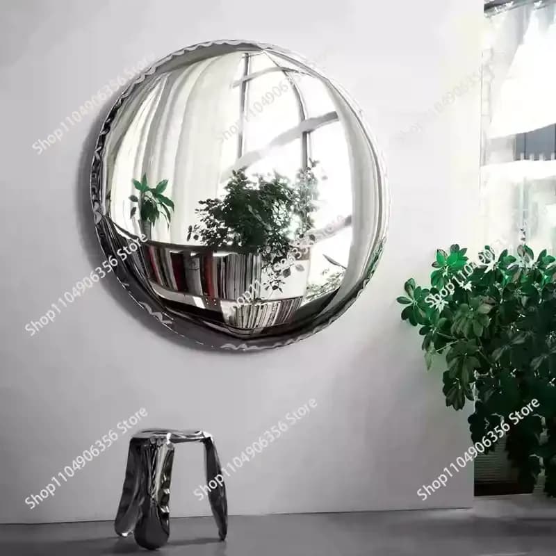 for Round Stainless Steel Decorative Mirror Light Luxury Style Living Room Wall-Mounted Mirror Electroplating Process Wall