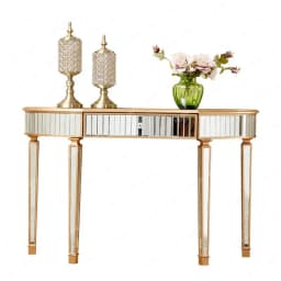 Light luxury mirrored entryway table, golden semi-circular entryway table, living room decorative side table