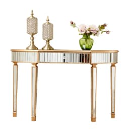 Light luxury mirrored entryway table, golden semi-circular entryway table, living room decorative side table