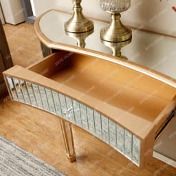 Light luxury mirrored entryway table, golden semi-circular entryway table, living room decorative side table
