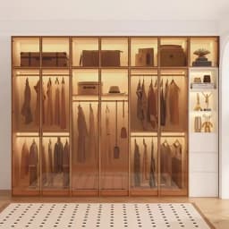 Clothes Closet Armario De Ropa Customized ENF Grade Solid Wood Glass Door Wardrobe Cloakroom Storage Locker Bedroom Furniture