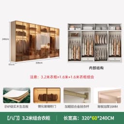 Clothes Closet Armario De Ropa Customized ENF Grade Solid Wood Glass Door Wardrobe Cloakroom Storage Locker Bedroom Furniture