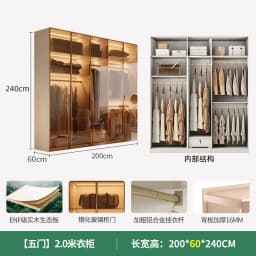 Clothes Closet Armario De Ropa Customized ENF Grade Solid Wood Glass Door Wardrobe Cloakroom Storage Locker Bedroom Furniture