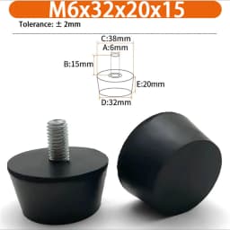 M6 M8 M10 Rubber Adjustable Feet Pad Feet Pad With Screw Table Chair Balck Leveling Foot Pad Furniture Leg Anti-shock Protection