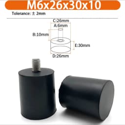 M6 M8 M10 Rubber Adjustable Feet Pad Feet Pad With Screw Table Chair Balck Leveling Foot Pad Furniture Leg Anti-shock Protection