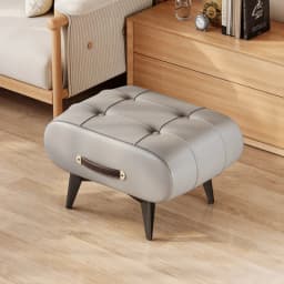 Small stool oil wax leather home door soft bag stool entry shoe stool light luxury simple living room foot pedal shoe