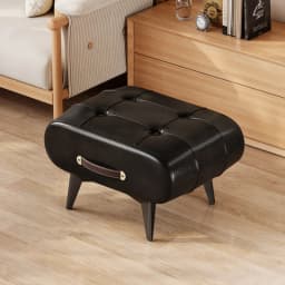Small stool oil wax leather home door soft bag stool entry shoe stool light luxury simple living room foot pedal shoe
