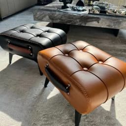 Small stool oil wax leather home door soft bag stool entry shoe stool light luxury simple living room foot pedal shoe