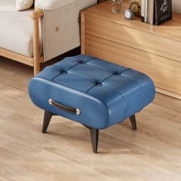 Small stool oil wax leather home door soft bag stool entry shoe stool light luxury simple living room foot pedal shoe