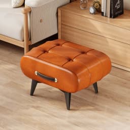Small stool oil wax leather home door soft bag stool entry shoe stool light luxury simple living room foot pedal shoe
