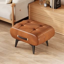Small stool oil wax leather home door soft bag stool entry shoe stool light luxury simple living room foot pedal shoe